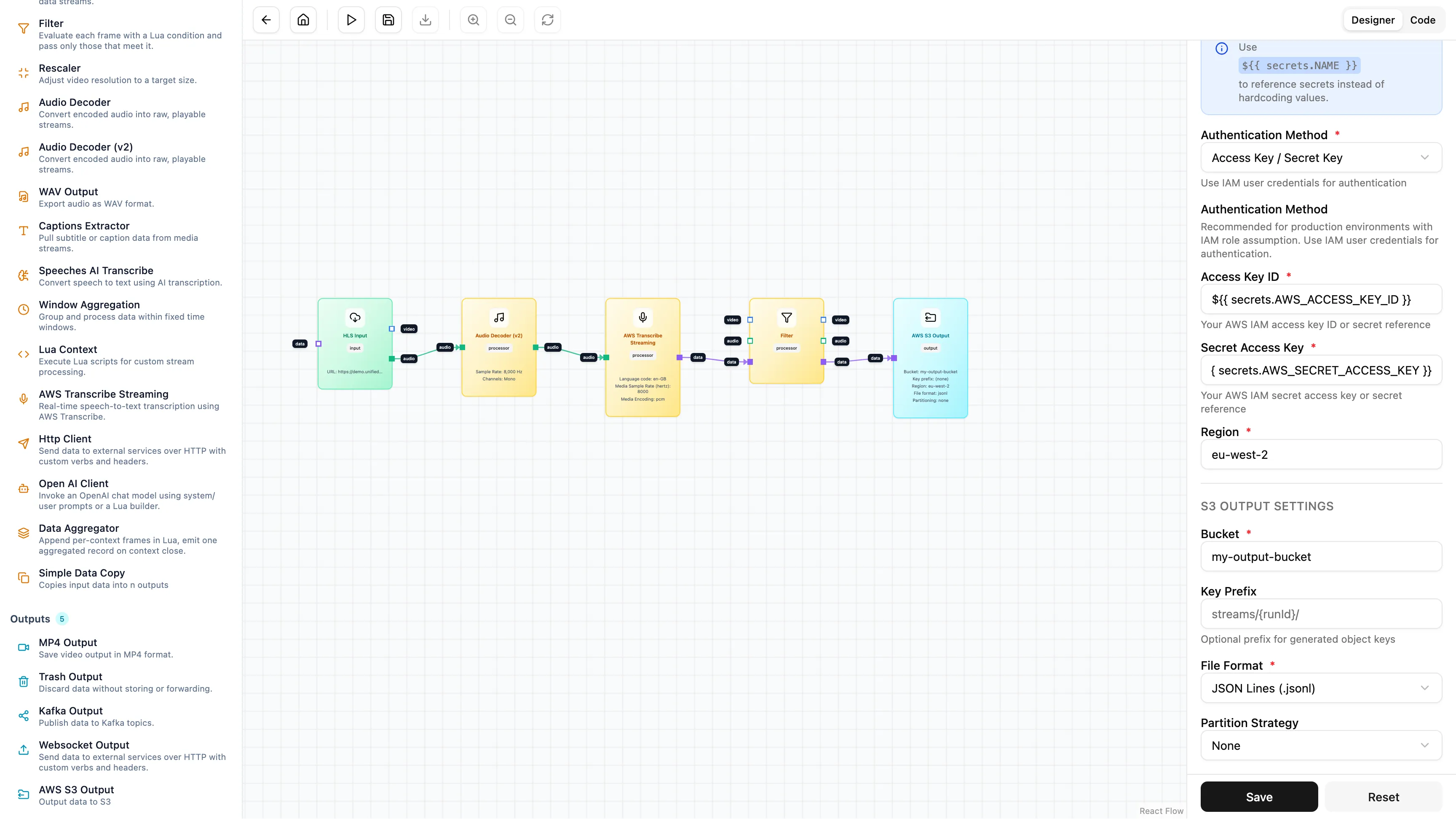 S3 Output configuration